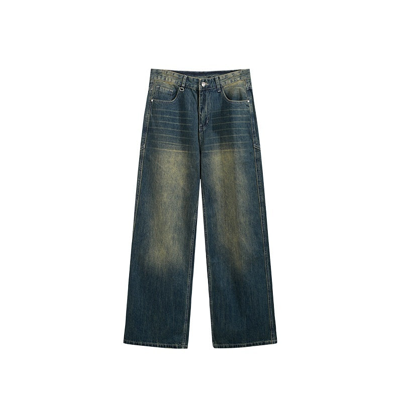 Washed Cut Wide Leg Jeans Men