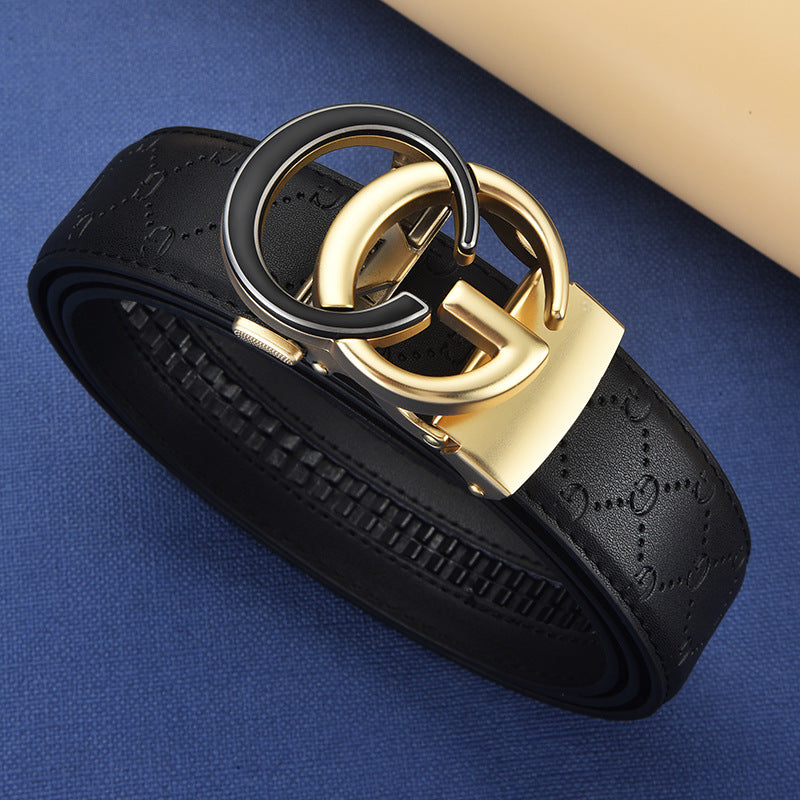 Men's Genuine Leather Alloy Automatic Buckle Versatile Korean Business Casual Fashion Belt