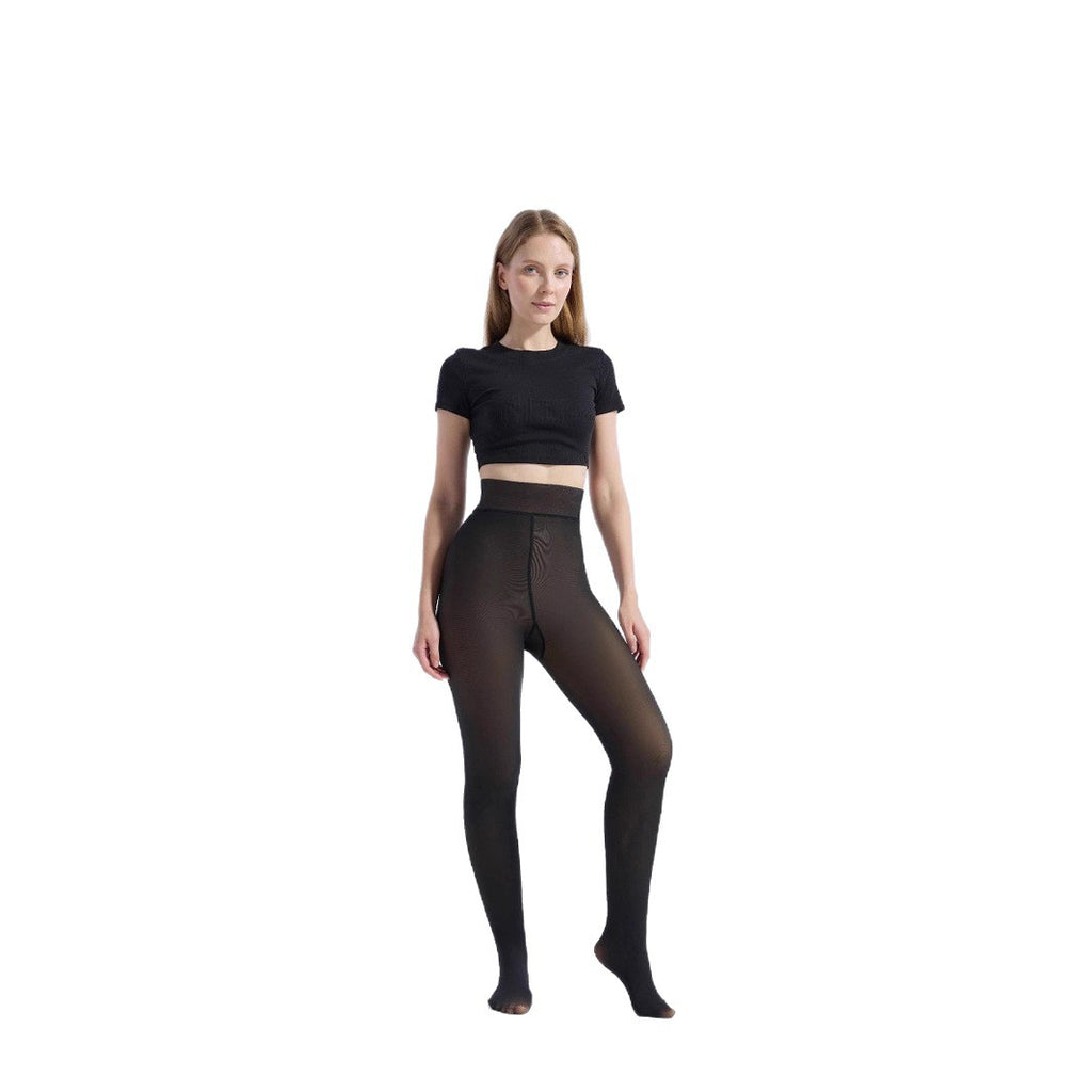 Women's jumpsuit black translucent pantyhose tight fitting and hip lifting one-piece pants