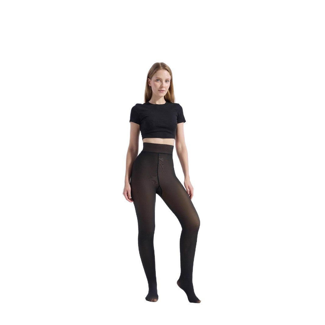 Women's jumpsuit black translucent pantyhose tight fitting and hip lifting one-piece pants