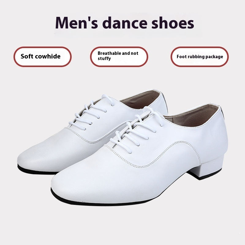 Men's Cowhide Modern Dancing Shoes Soft Bottom