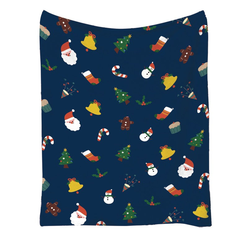 Christmas Flannel Printed Blanket Office Nap Blanket Throw Blanket Air Conditioning Blanket