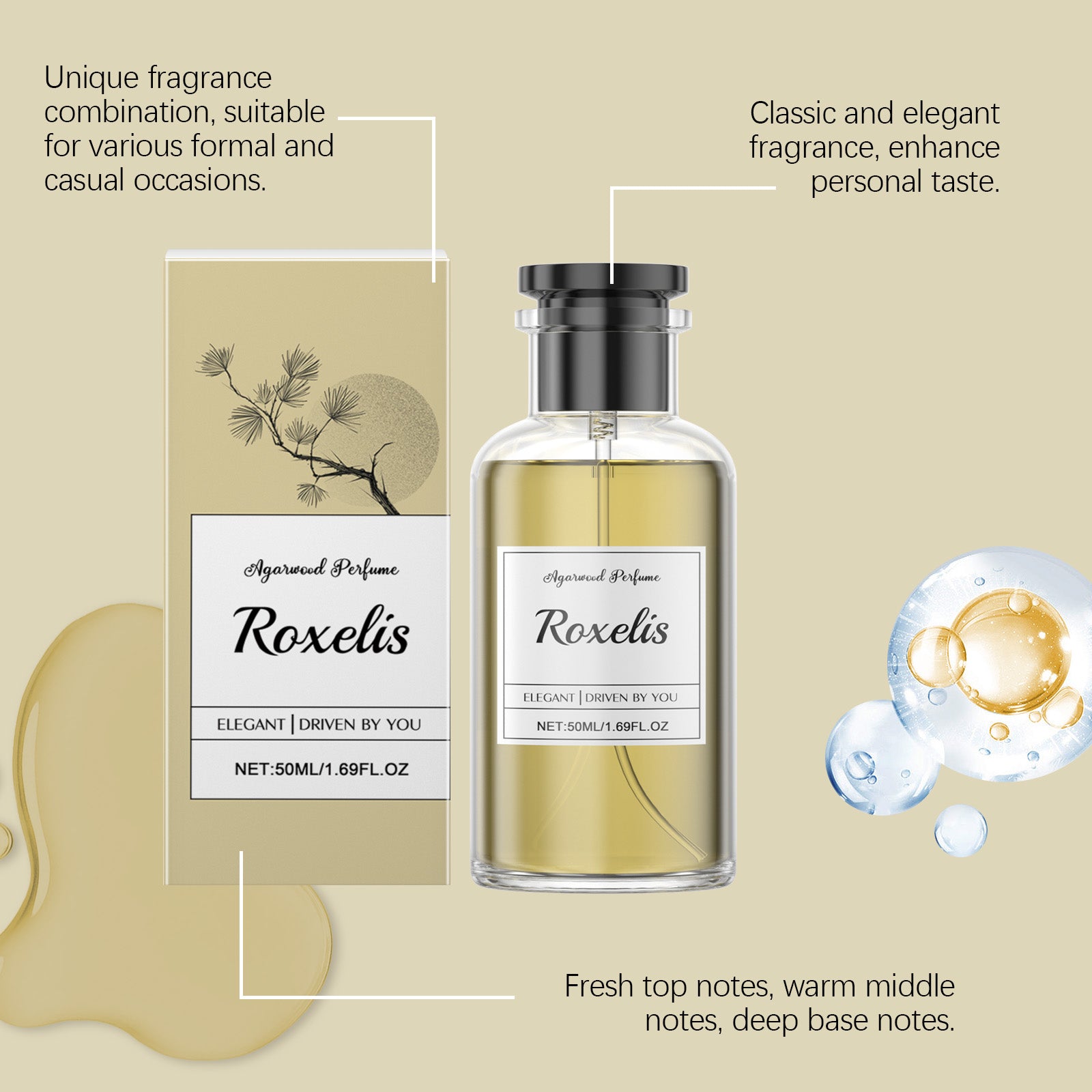 Roxelis Aloes Cedar Wood Perfume Daily Portable Lasting Fragrance Fresh And Elegant Niche Exudes Charm Fragrance