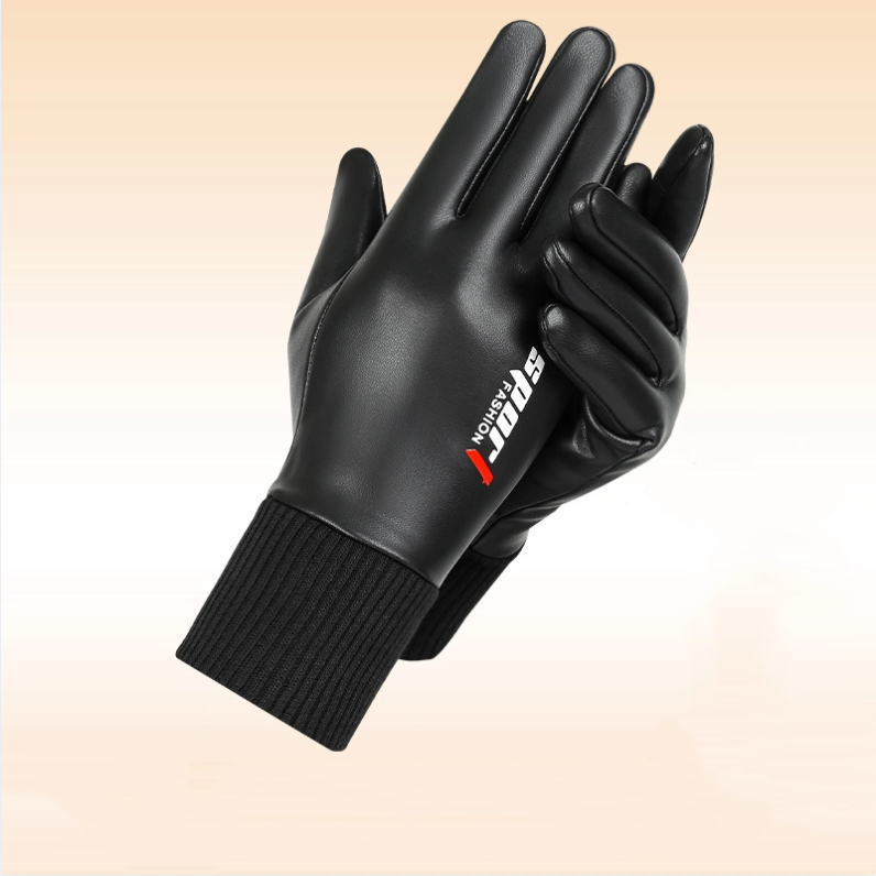 Sheepskin Leather Gloves Men Winter Lined Thickened Warm Riding Motorcycle Driving Touch Screen Mitten Gloves