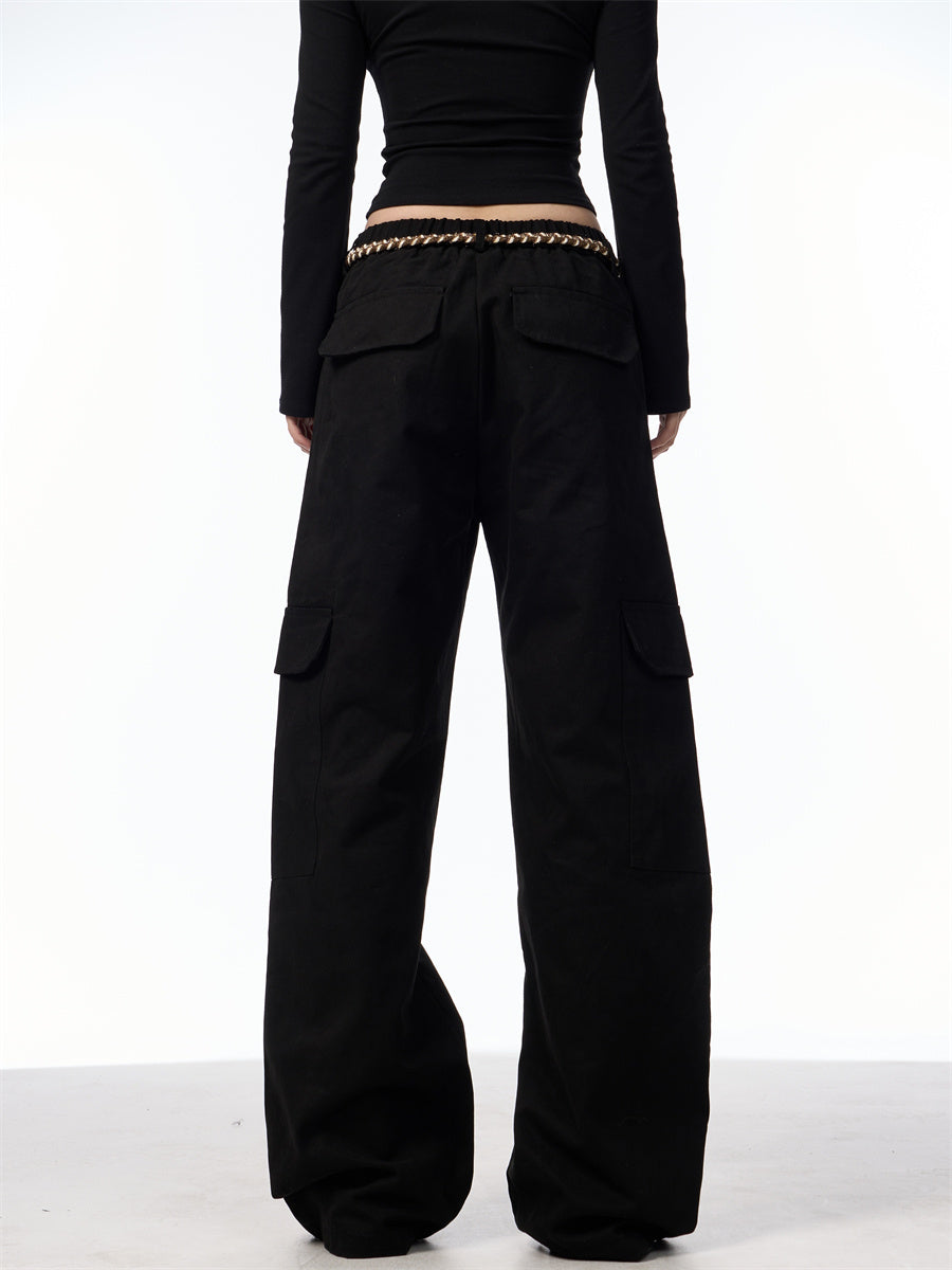 Lace-up Cargo Slacks Women Loose Bf American