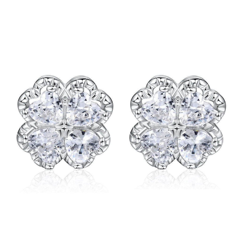 Zeng Yin Four-leaf Clover Ear Team Advanced Sense Love Zircon Earrings
