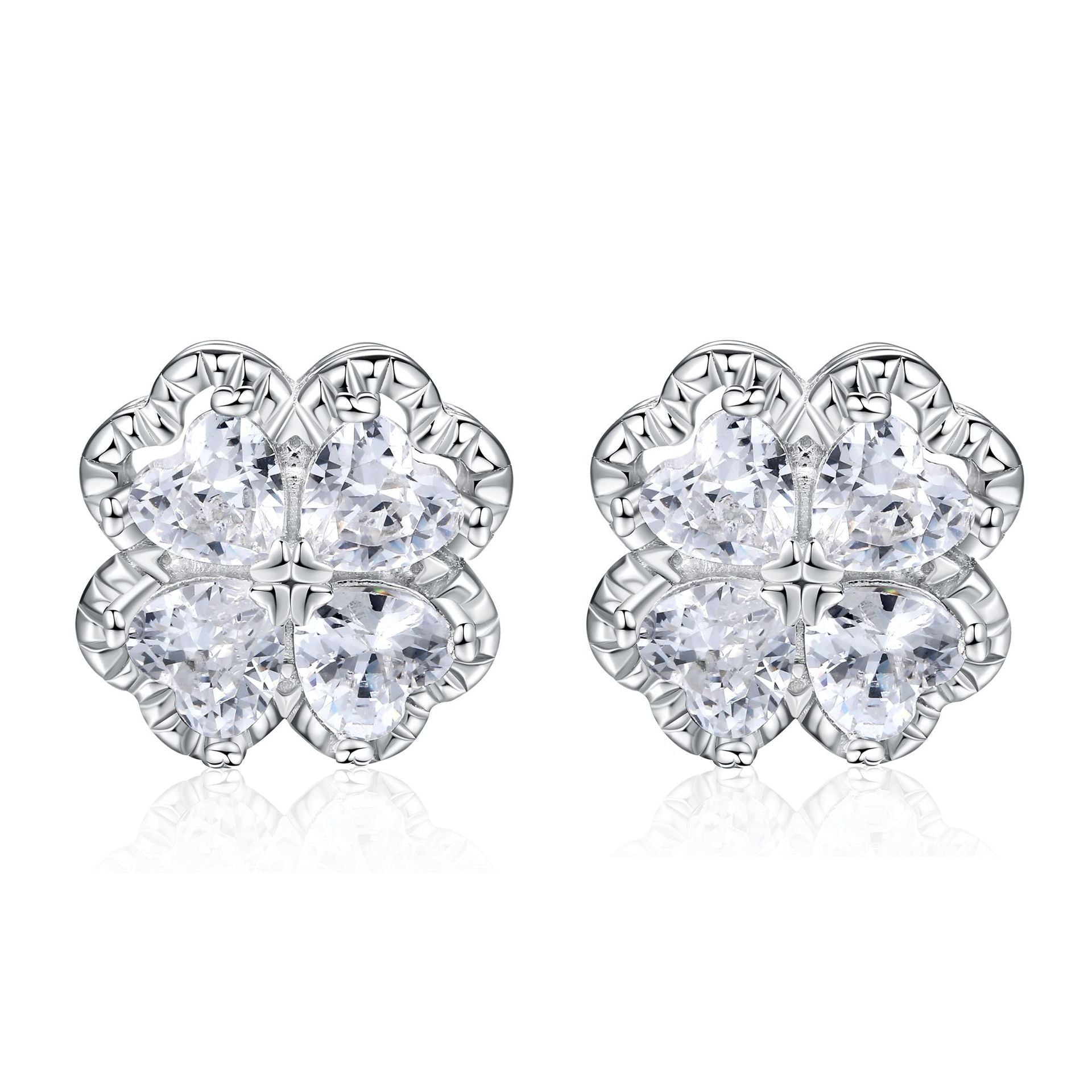 Zeng Yin Four-leaf Clover Ear Team Advanced Sense Love Zircon Earrings