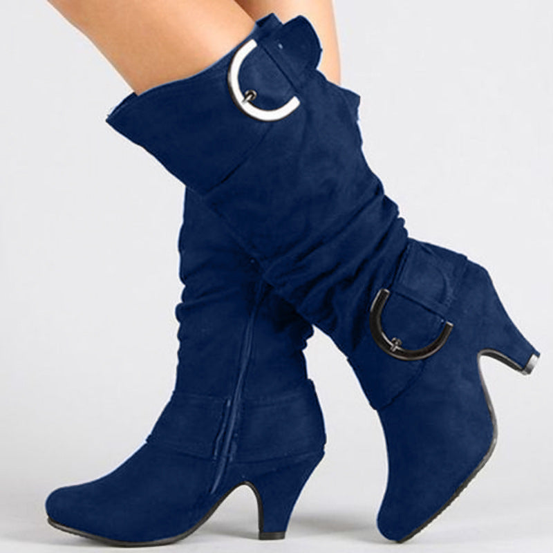 Fashion Brushed Velvet Spring And Autumn Women's Boots