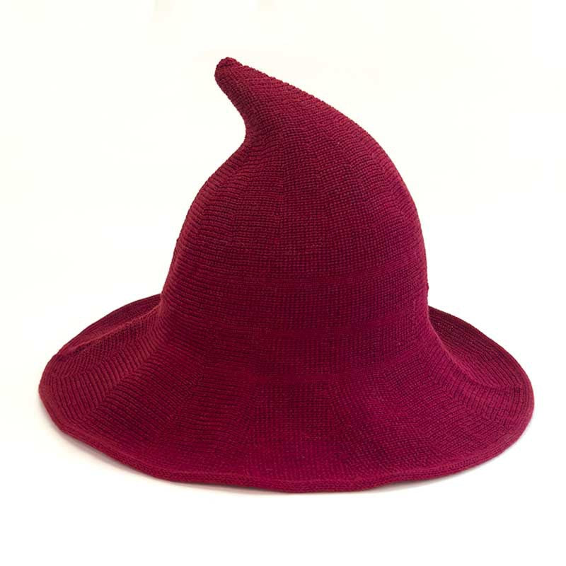 Halloween Witch Hat Knitted Pointed Top Wide Brim Party Costume Hat