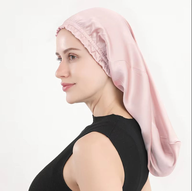 Sleeping cap mulberry silk long hair cap fungus side length cylindrical cap