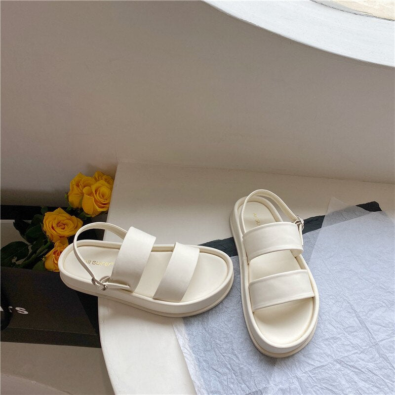 Womens Peep Toe Platform Denim Jeans Sandals Gladiator Summer Beach Shoes Girls Roman