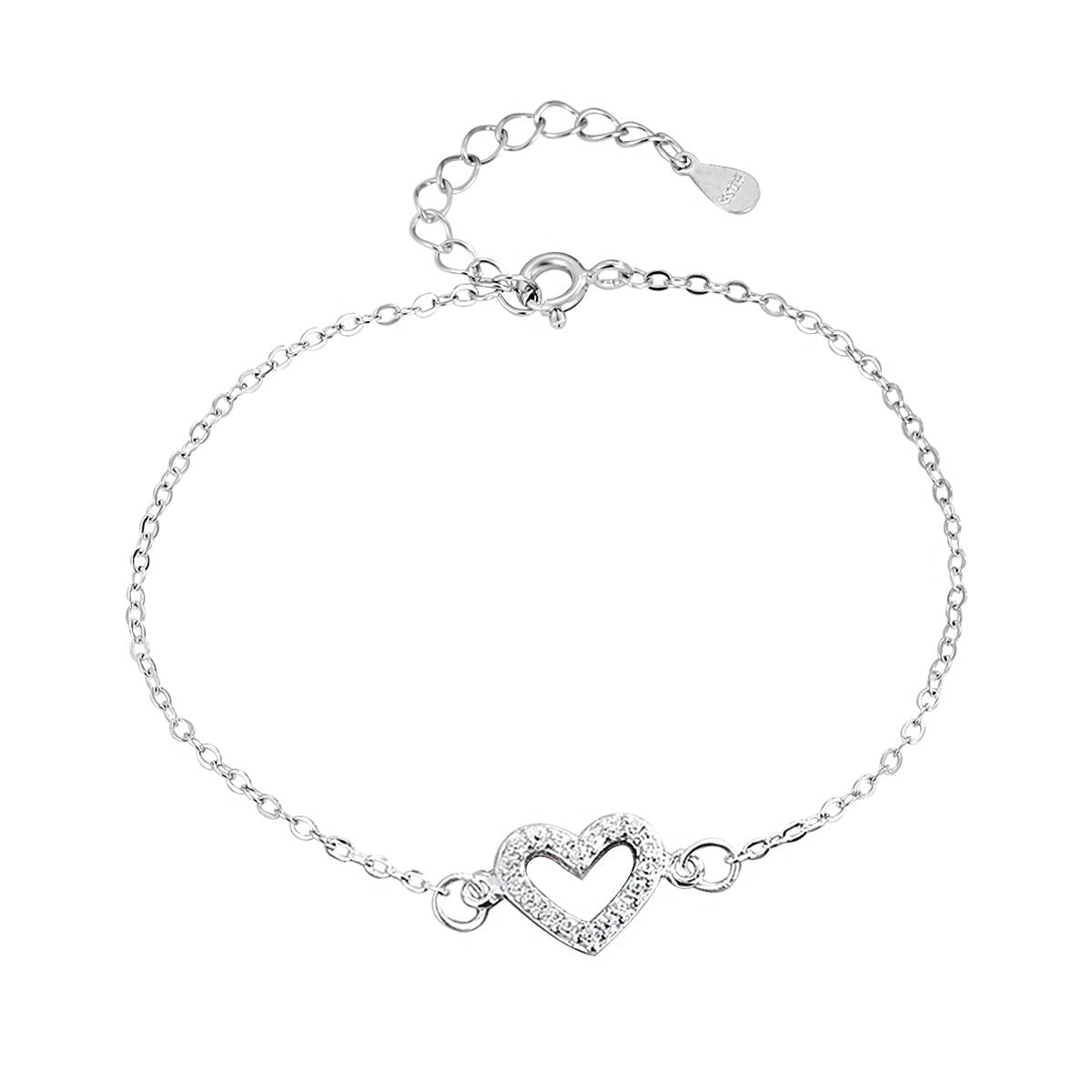 S925 Sterling Silver Diamond Love Anklet