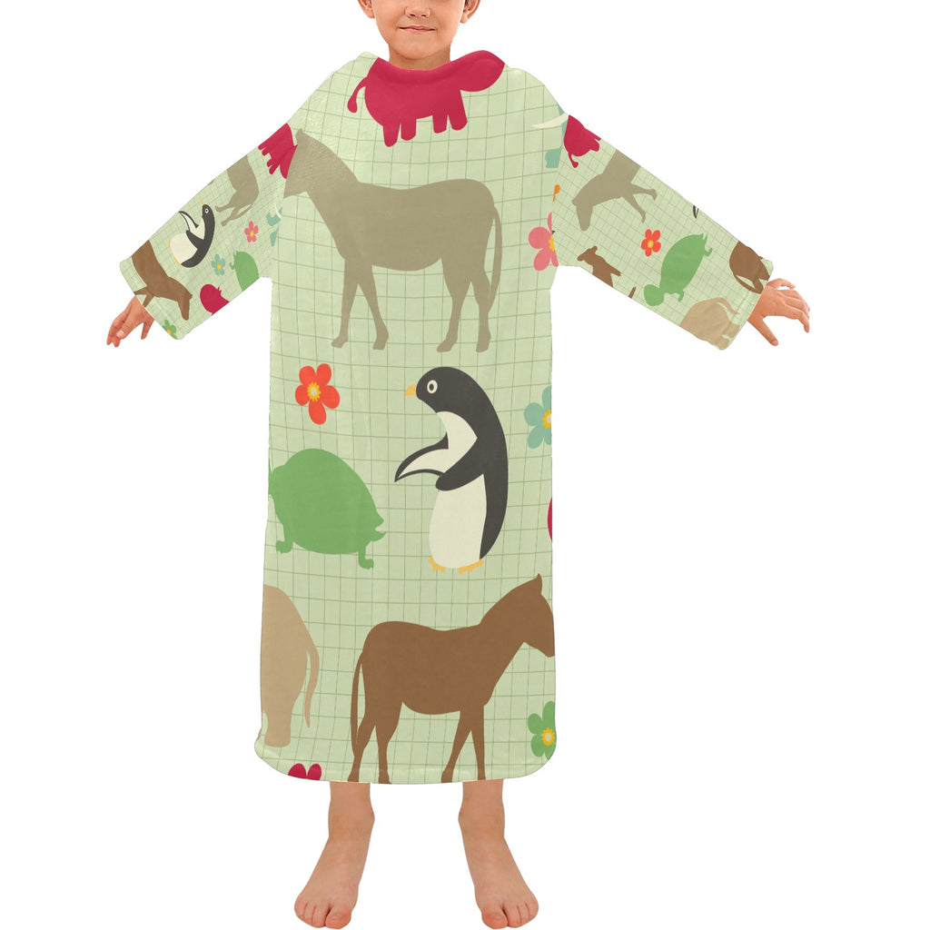 Blanket Robe with Sleeves for Kids