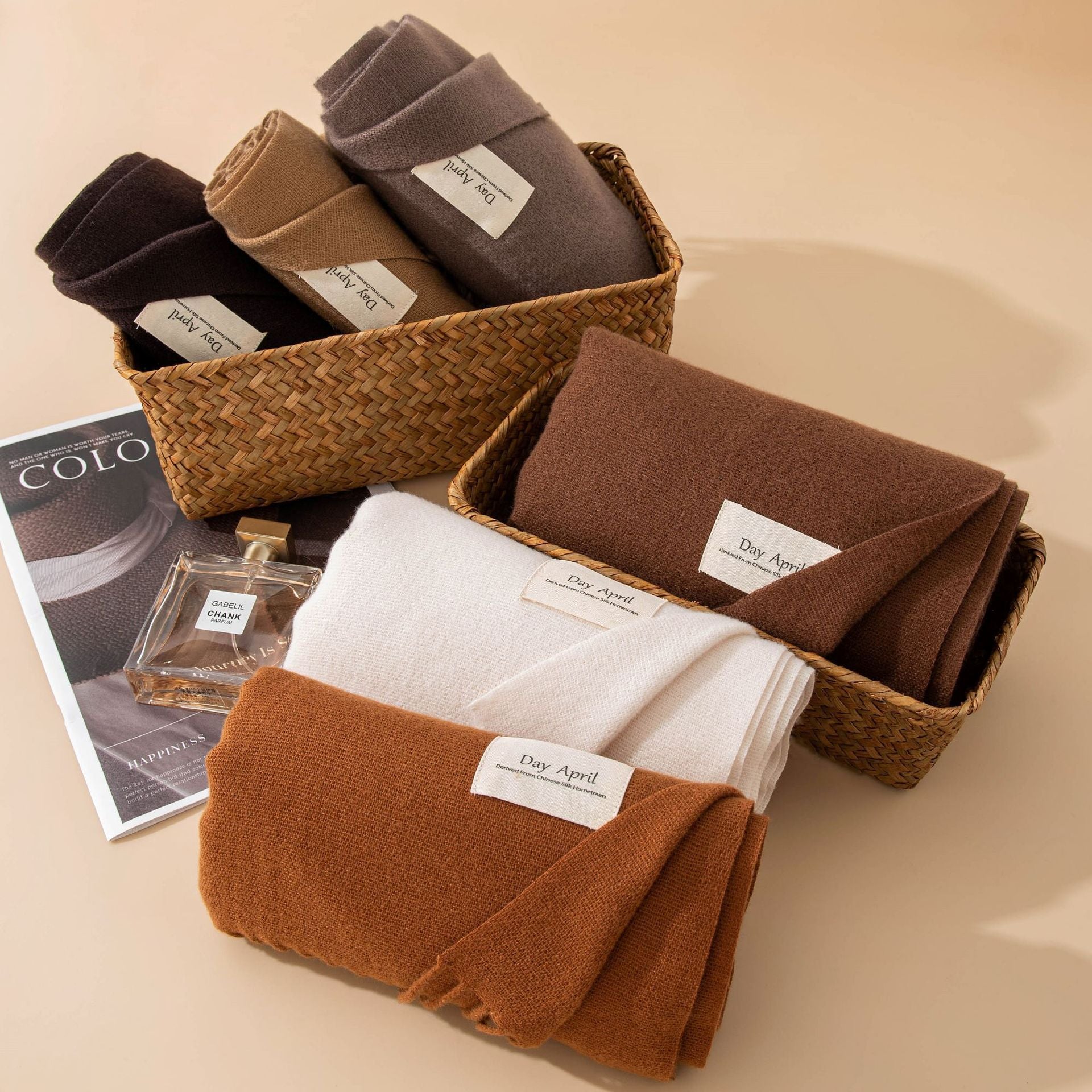 Cashmere Feel Solid Color Scarf for Women Imitation Cashmere Autumn Winter Atmosphere Korean Style Versatile Medium-Length Shawl Neck Warmer