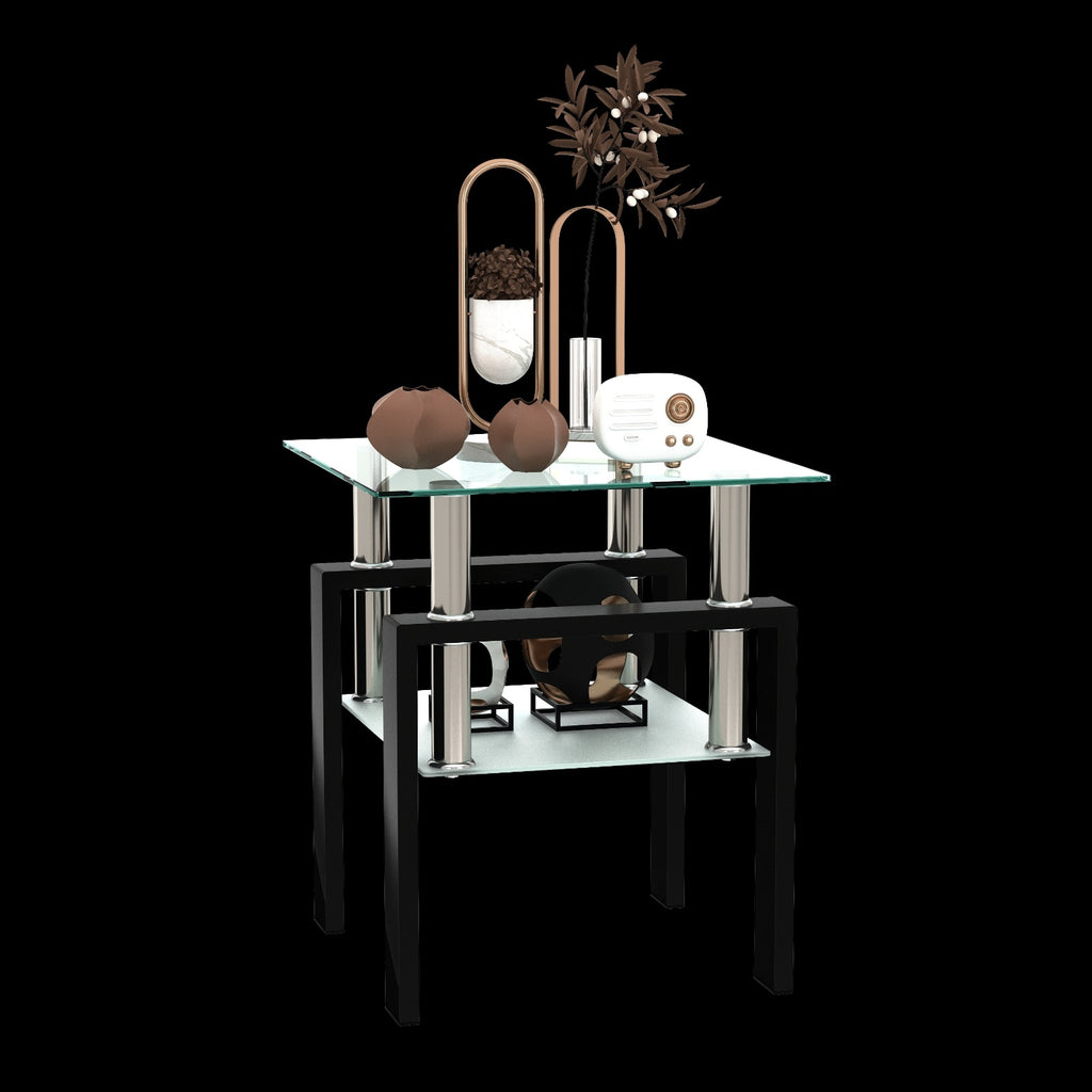1-Piece Modern Tempered Glass Tea Coffee Table, Square For Living Room