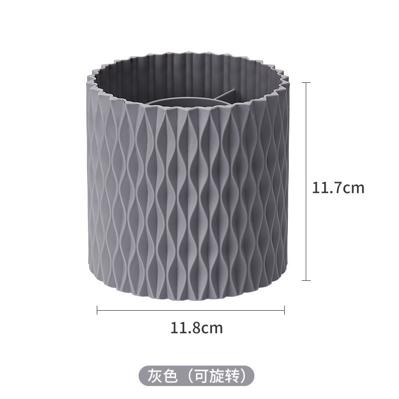 Makeup Brush Holder Dustproof & Waterproof 360 Rotating Cosmetics Make Up Brush Organizer Storage With Lid For Vanity