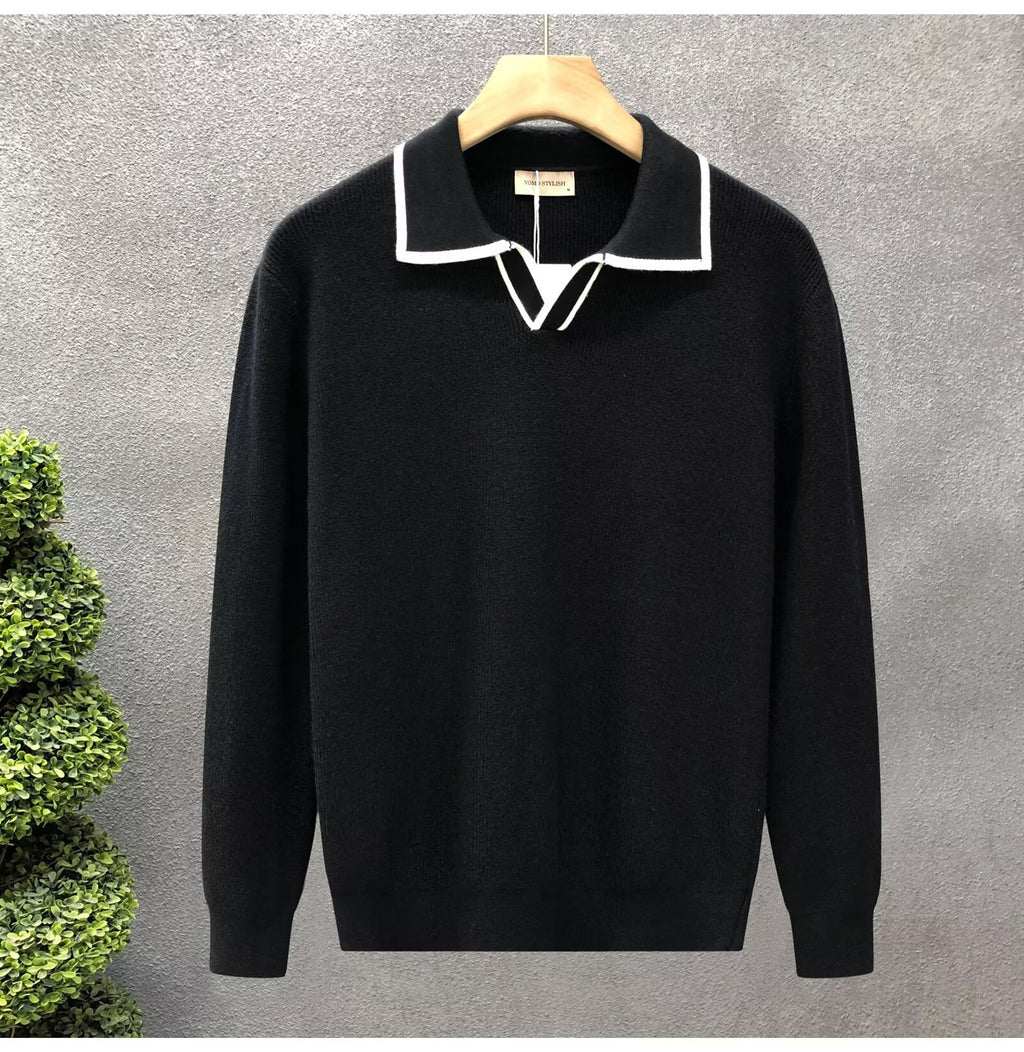 Lightly Mature Casual Polo Collar Sweater Men