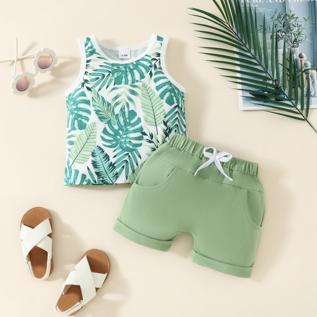 Boy Baby Printed Vest Shorts Two-piece Set
