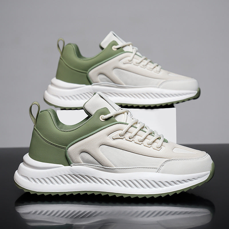 Men's Platform Lightweight Soft Sole Sports Leather Casual Sneakers