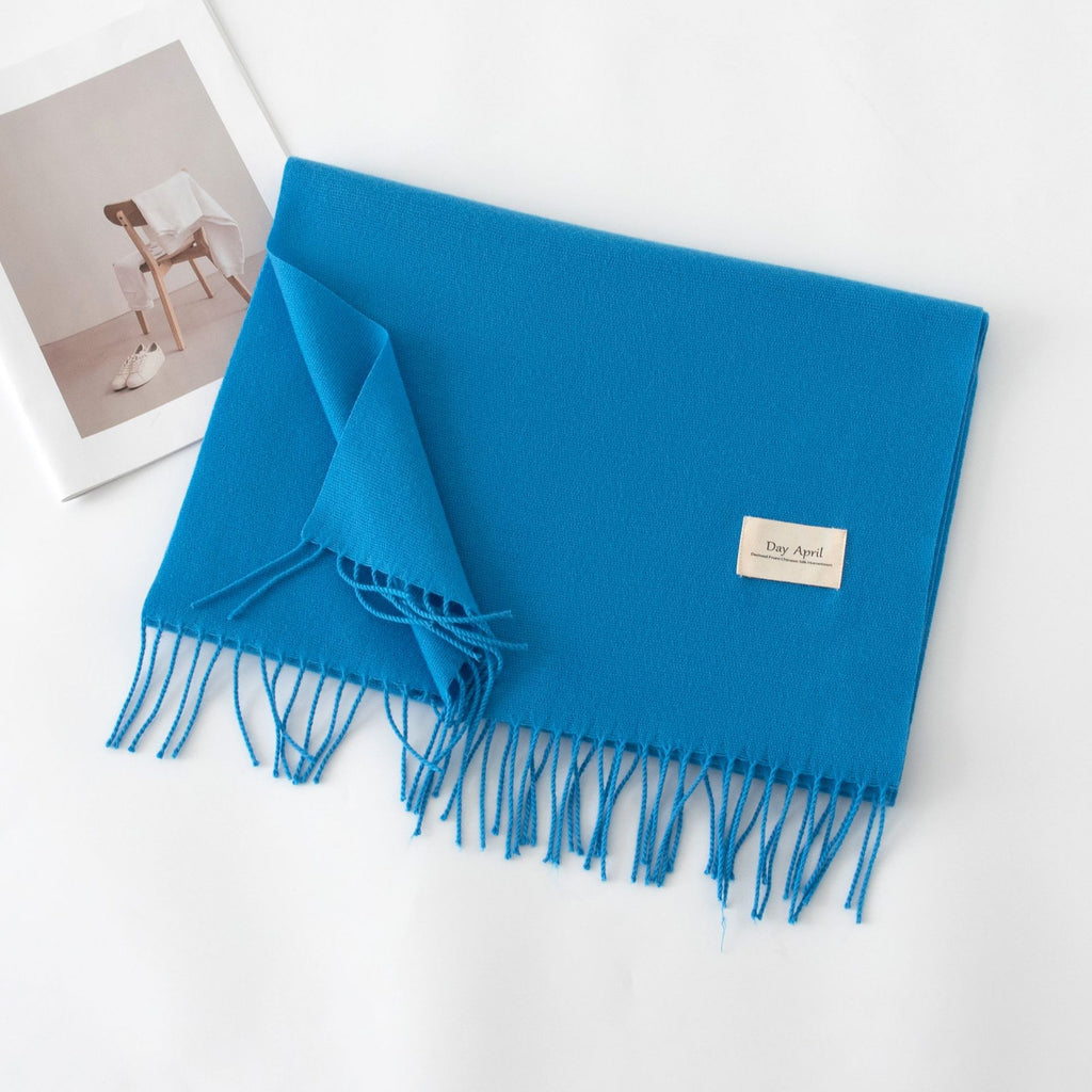 Cashmere Feel Solid Color Scarf for Women Imitation Cashmere Autumn Winter Atmosphere Korean Style Versatile Medium-Length Shawl Neck Warmer