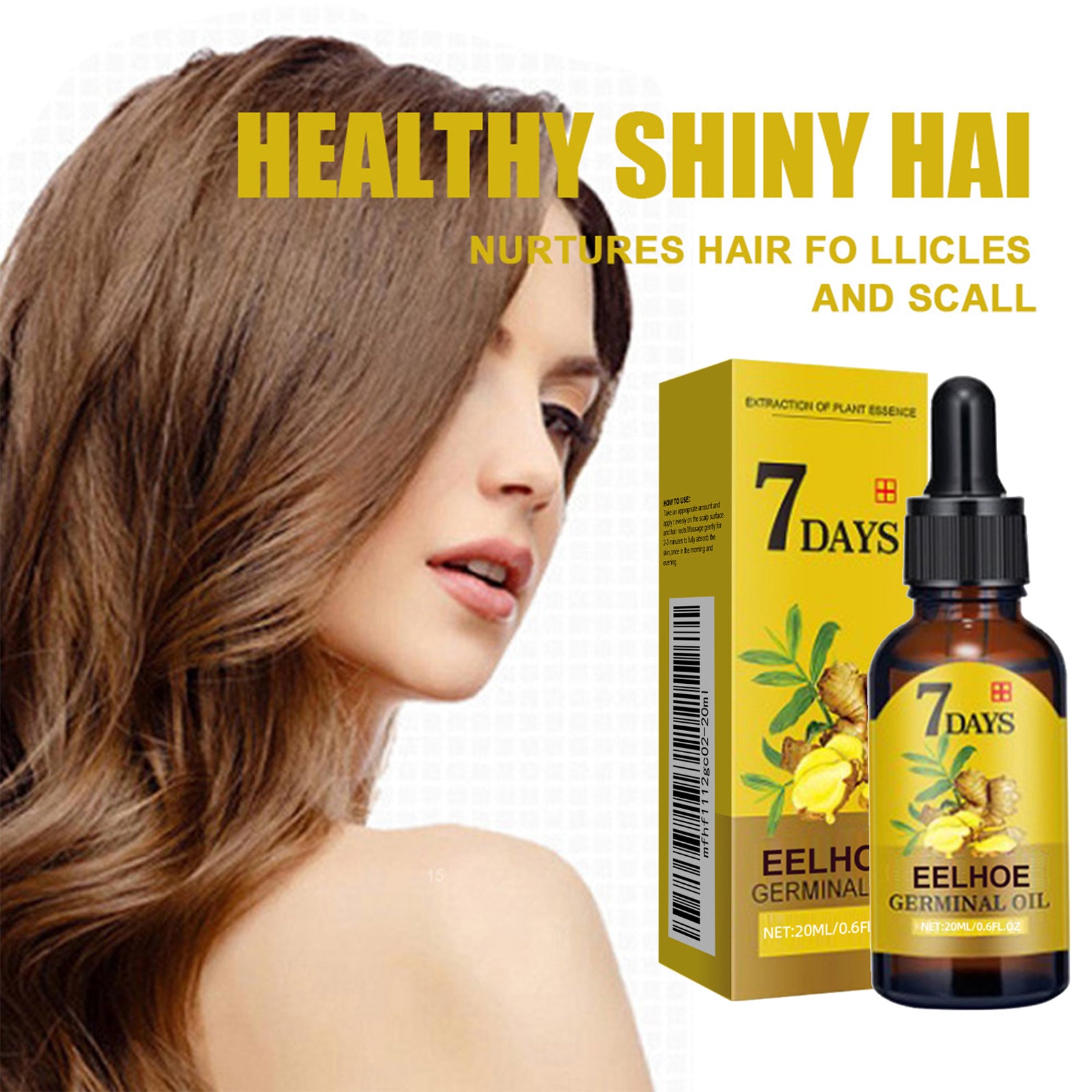 EELHOE Ginger Hair Care Liquid (40ml) Is A Nourishing And Moisturizing Hair Care Liquid That Strengthens And Prevents Hair Loss