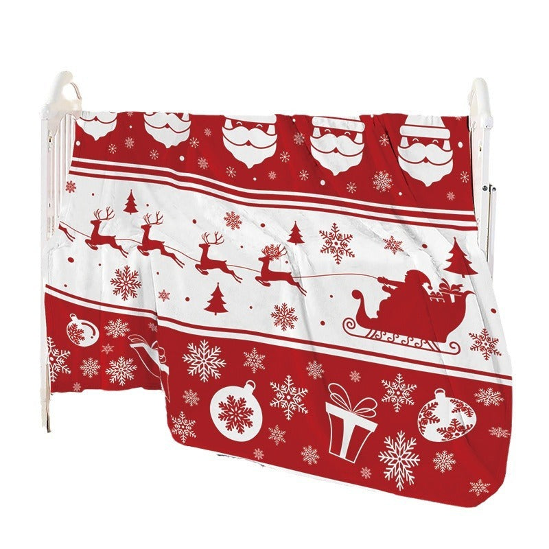 Christmas Flannel Printed Blanket Office Nap Blanket Throw Blanket Air Conditioning Blanket