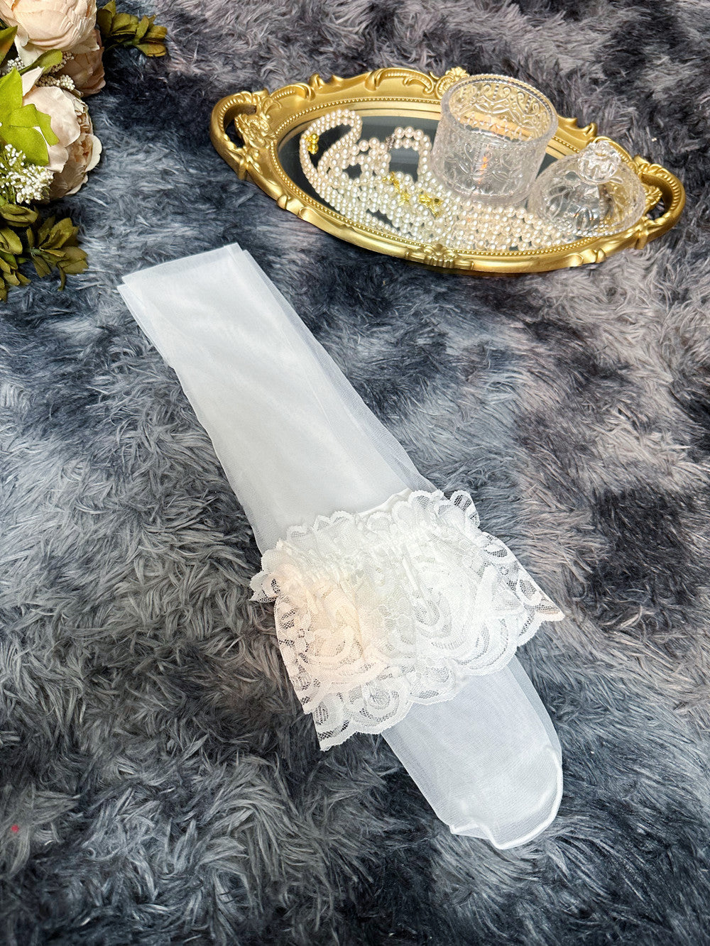 Purple Breathable Lace Sexy 55cm Gloves