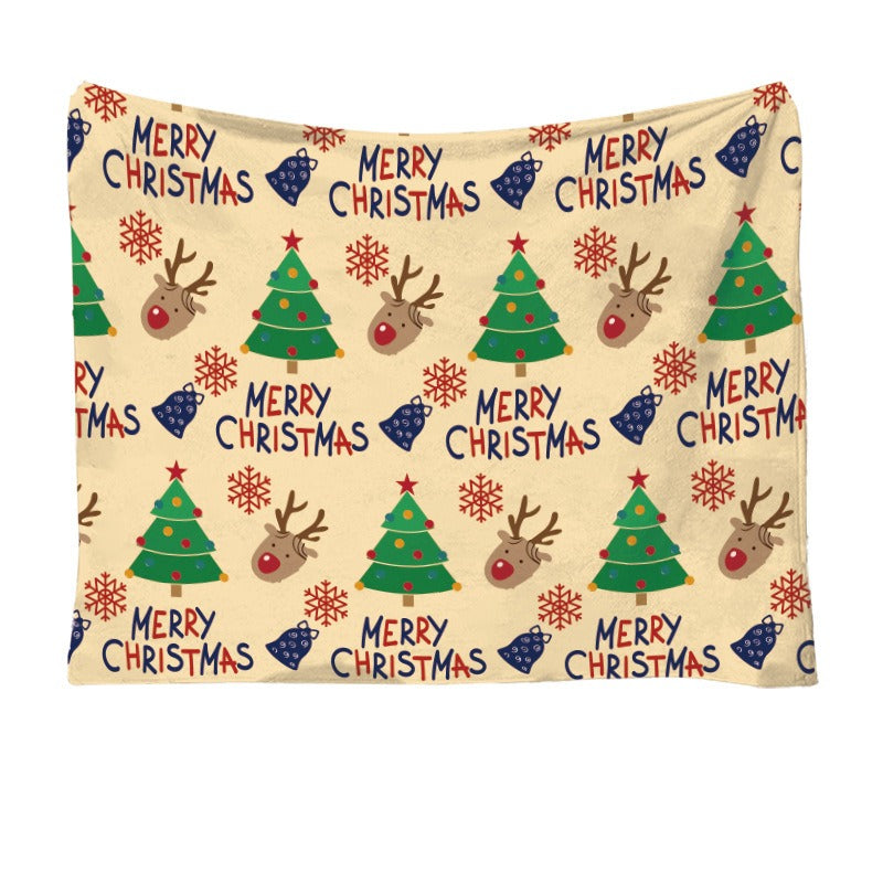 Christmas Flannel Printed Blanket Office Nap Blanket Throw Blanket Air Conditioning Blanket