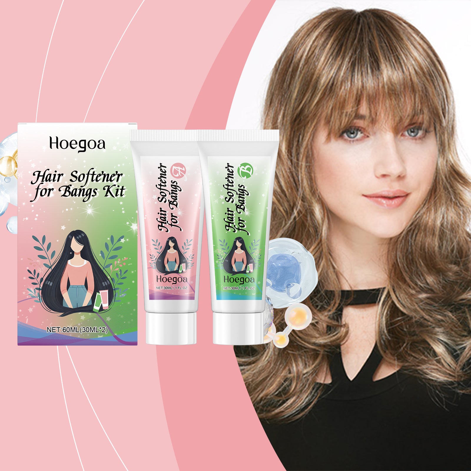 Hoegoa Fringe Softener Care Cream Improves Hair Frizz, Moisturizes And Softens Hair Care Moisturizer