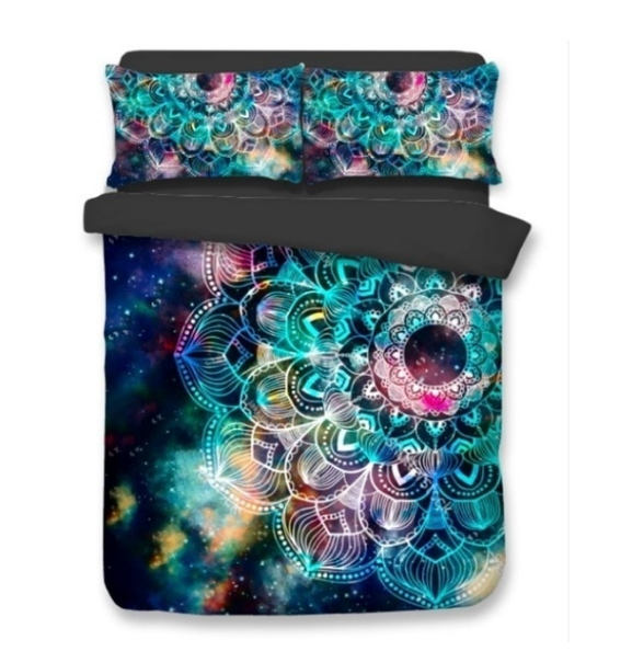 2/3pcs/set 3D Galaxy and Bohemia Bedding Set Queen Size Universe Bedding with Flower Bed Luxury Bedding Sets