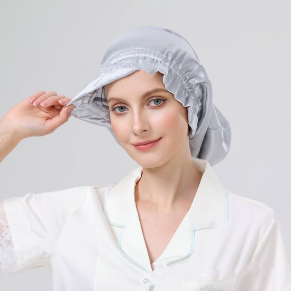 Long sleep cap long tube hat black fungus lace women's home care long hair cap