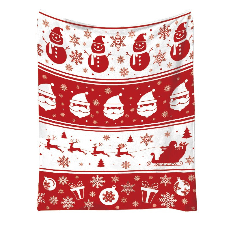 Christmas Flannel Printed Blanket Office Nap Blanket Throw Blanket Air Conditioning Blanket