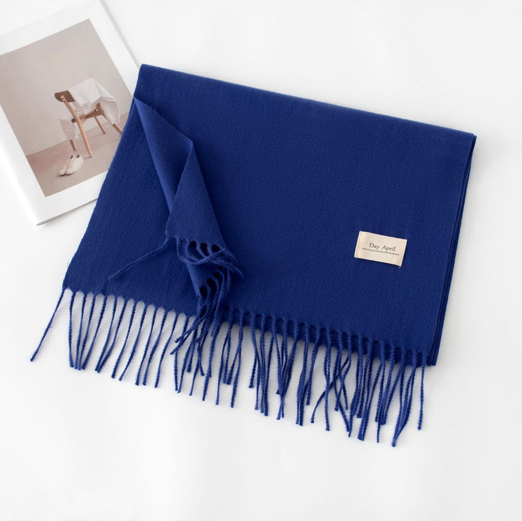 Cashmere Feel Solid Color Scarf for Women Imitation Cashmere Autumn Winter Atmosphere Korean Style Versatile Medium-Length Shawl Neck Warmer