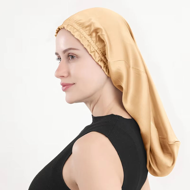 Sleeping cap mulberry silk long hair cap fungus side length cylindrical cap