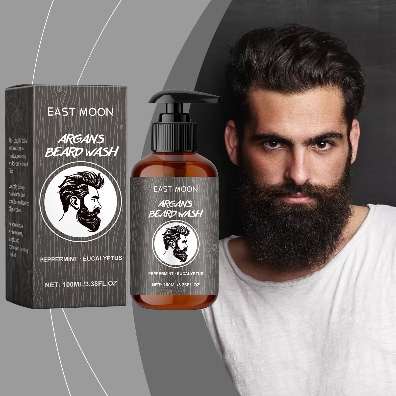 East Moon Facial Hair Shampoo Men's Facial Hair Cleansing Moisturizing Soft Facial Hair Gentle Clean Shave