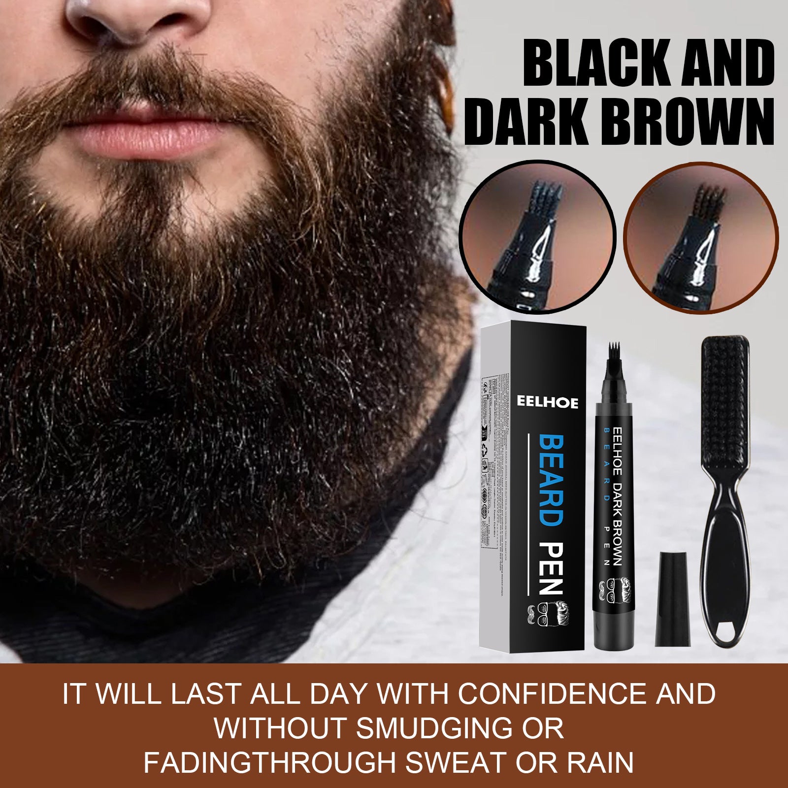 Beard Refill Pen Kit Men's Beard Natural Waterproof Beard Pen Beard Tracing Pen