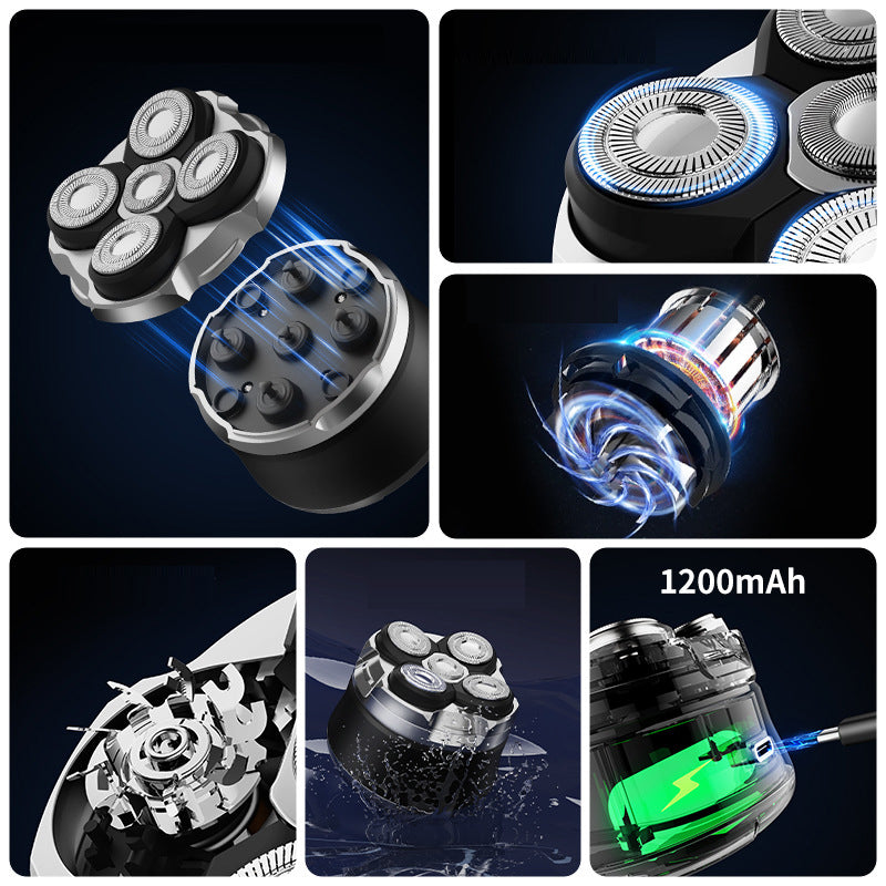 Full body wash 5-point shaver men's rechargeable shaver beard razor bald head machine