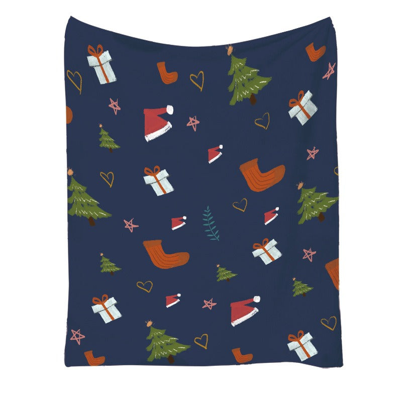 Christmas Flannel Printed Blanket Office Nap Blanket Throw Blanket Air Conditioning Blanket
