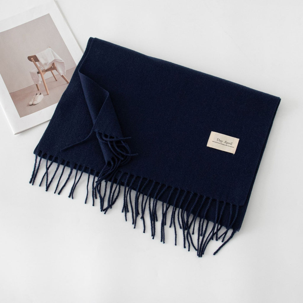 Cashmere Feel Solid Color Scarf for Women Imitation Cashmere Autumn Winter Atmosphere Korean Style Versatile Medium-Length Shawl Neck Warmer