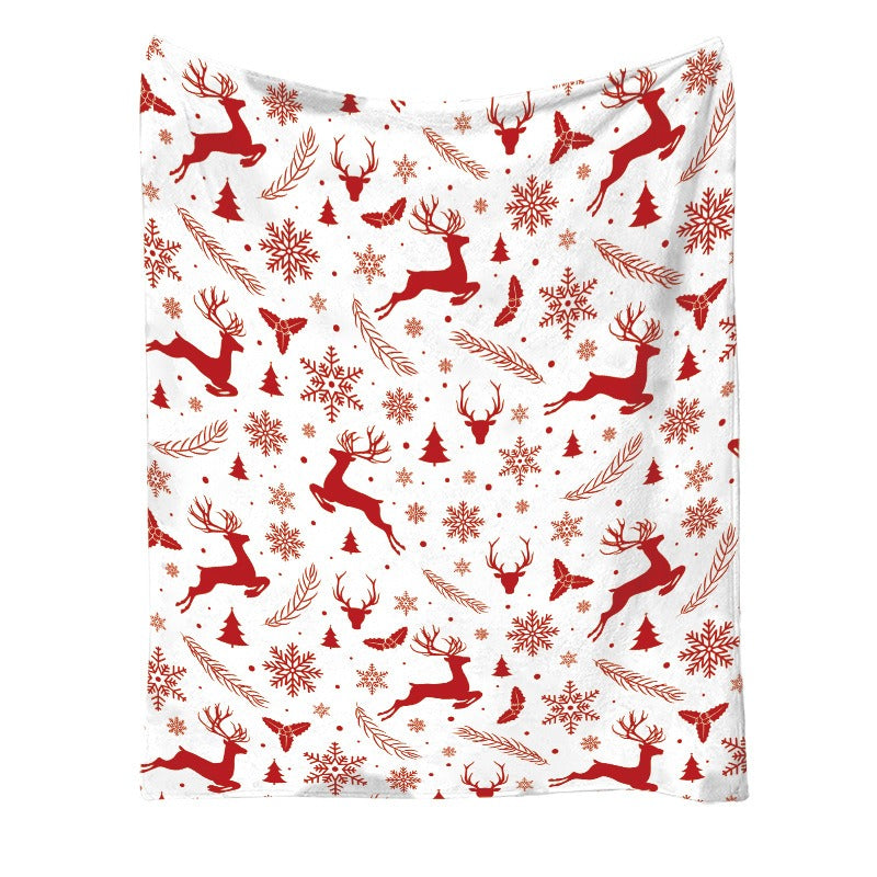Christmas Flannel Printed Blanket Office Nap Blanket Throw Blanket Air Conditioning Blanket