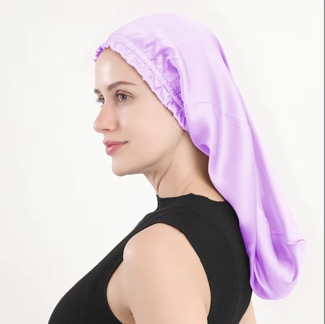 Sleeping cap mulberry silk long hair cap fungus side length cylindrical cap