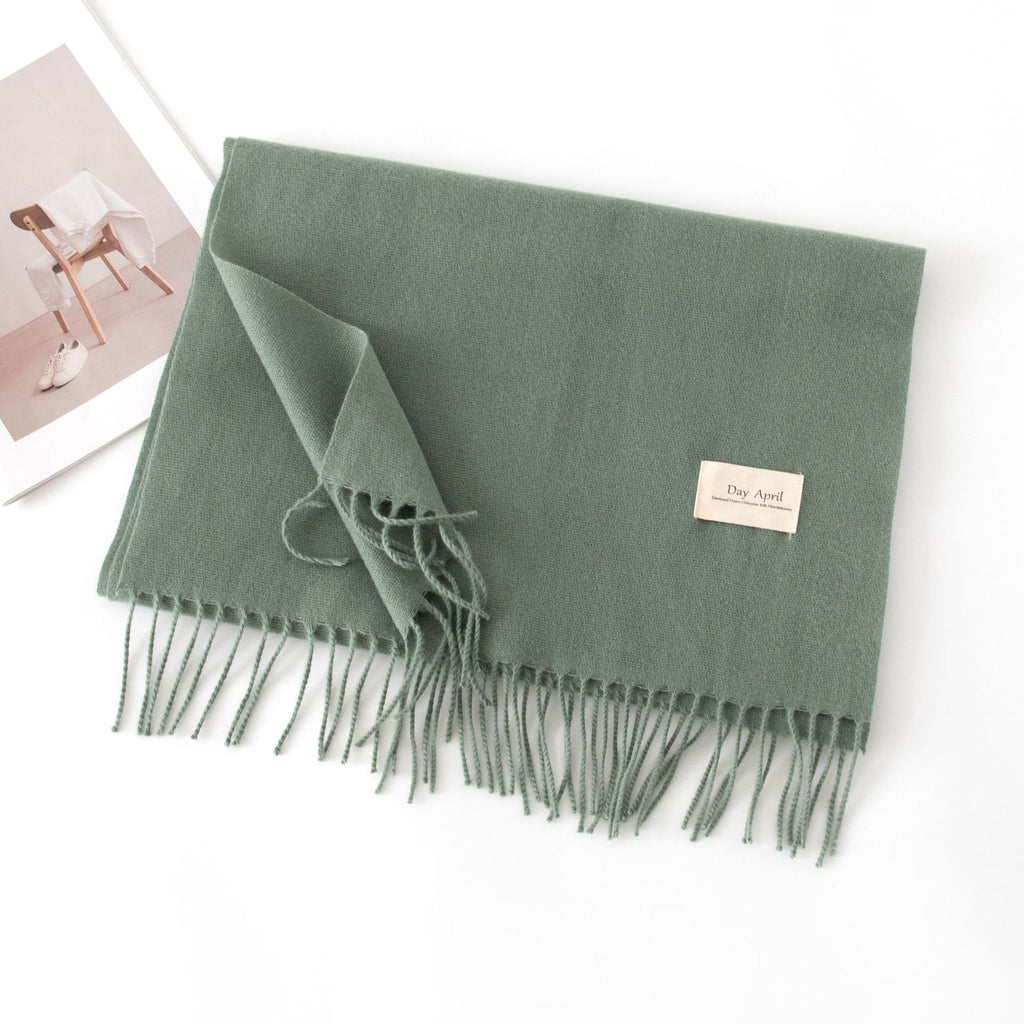 Cashmere Feel Solid Color Scarf for Women Imitation Cashmere Autumn Winter Atmosphere Korean Style Versatile Medium-Length Shawl Neck Warmer