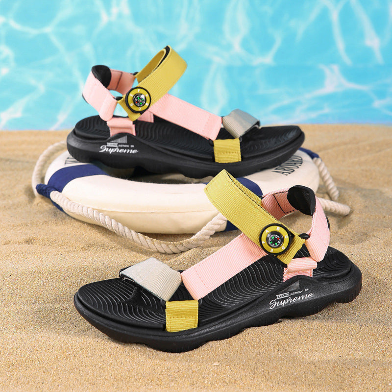 Candy Color Children's Sandals Boys Shoes Small Fresh Girls Shoes Ribbon Children's Beach Shoes