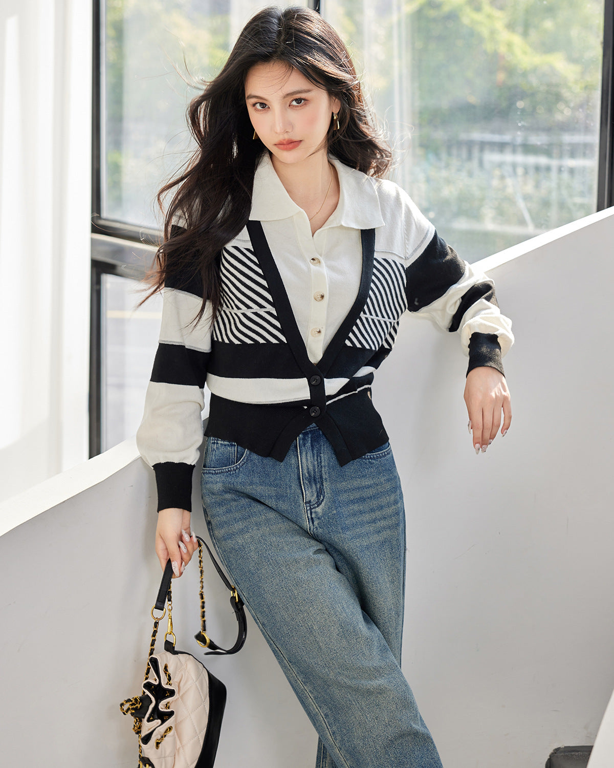 Fashion StyleStripe  Sleeve Length Long Sleeve  Type of ClothingTwo-Piece Design (Faux Two-Piece)  Occasion