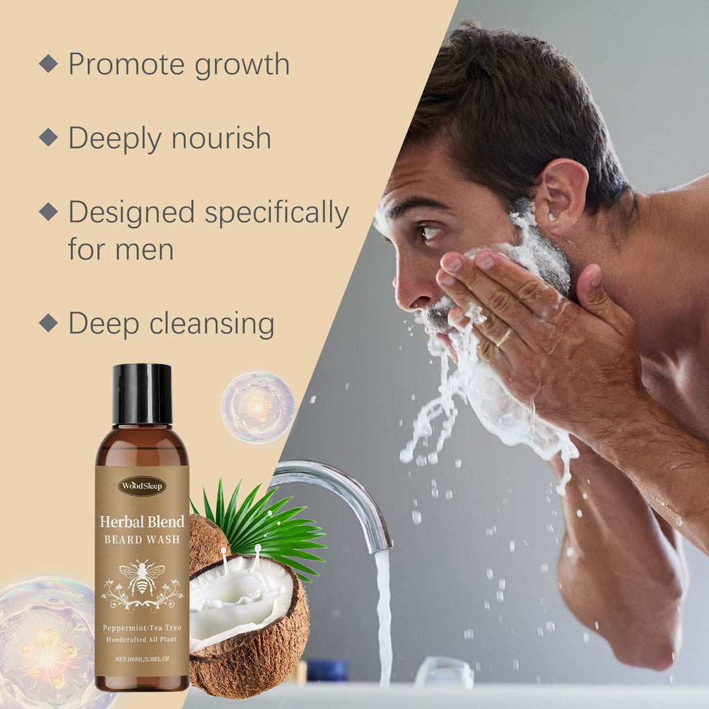 WoodSleep Facial Hair Cleanser For Men Gentle Cleansing Care Facial Hair Moisturizing And Moisturizing Care Solution