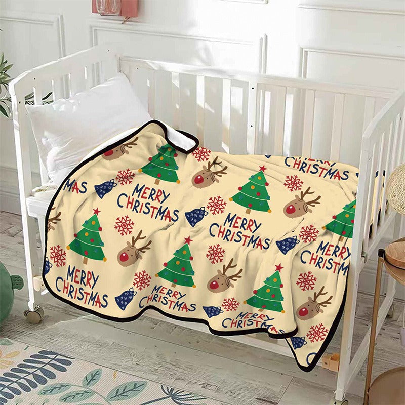 Christmas Flannel Printed Blanket Office Nap Blanket Throw Blanket Air Conditioning Blanket
