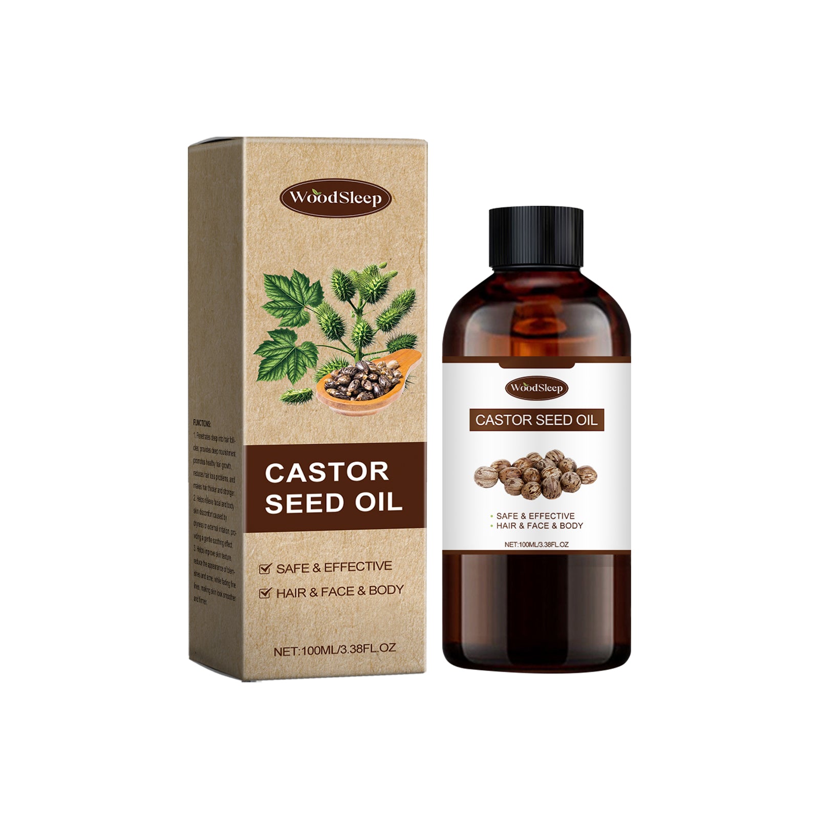 WoodSleep Skin Care Castor Oil Hydrating Repair Hydrating Nourishing Hair Follicle Care Soft Multi-Effect Essence