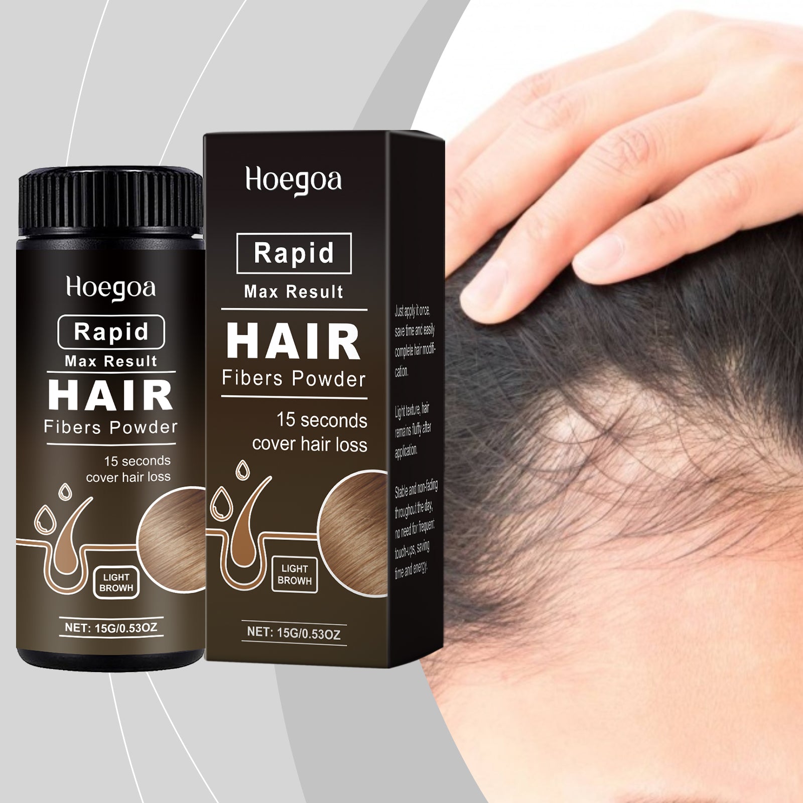 Hoegoa Light Brown Volumizing Hair Powder Hair Shade Powder Embellishes Forehead Refreshing Long-Lasting Styling Hair