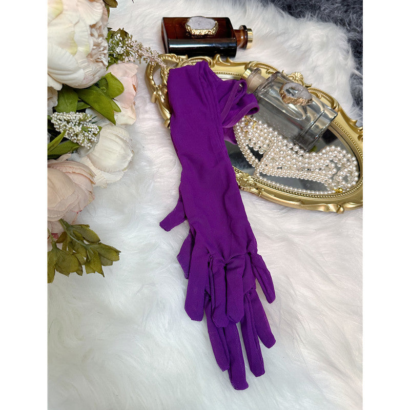 Purple Breathable Lace Sexy 55cm Gloves