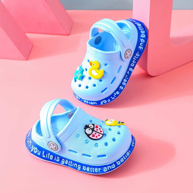 Baby Sandals Male Summer Toddler Cartoon 1-3 Years Old 2 Girls Hole Shoes Soft Bottom Non-Slip Baby Beach Sandals